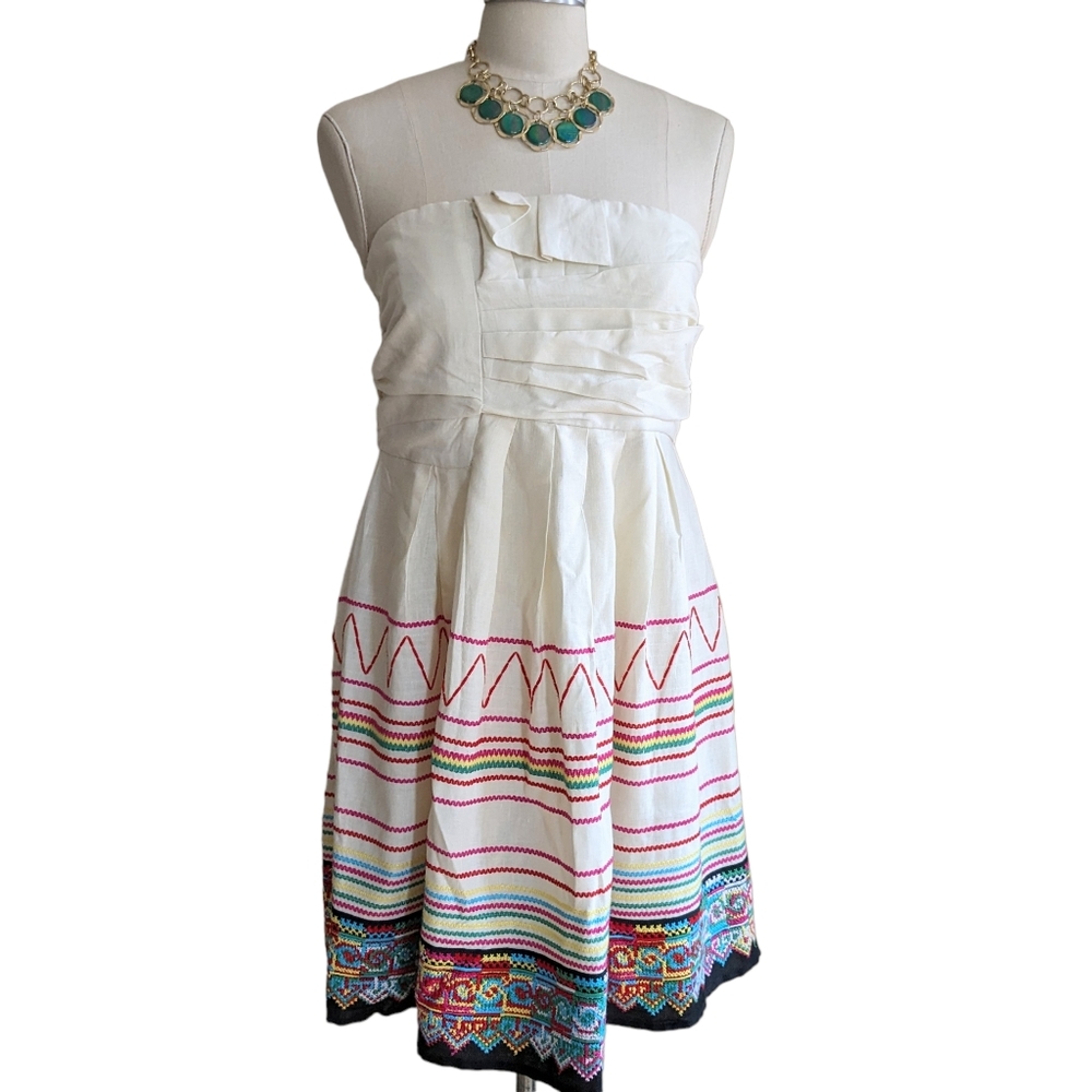See By Chloe Embroidered Strapless Dress Size 10
